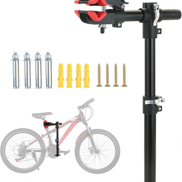 Height-Adjustable Bicycle Repair Stand — Tabletop-Mount Repair Workstation; Adjustable Height and Easy to Detach; Suitable for Road and Mountain Bikes (Red)