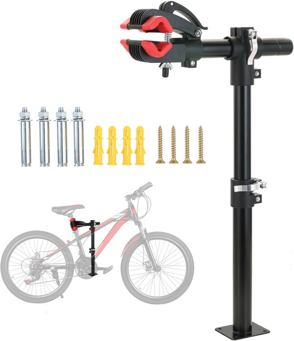 Height-Adjustable Bicycle Repair Stand — Tabletop-Mount Repair Workstation; Adjustable Height and Easy to Detach; Suitable for Road and Mountain Bikes (Red)