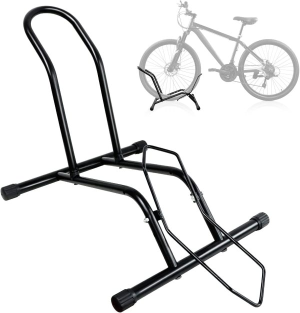 Bike Floor Stand | Indoor/Outdoor Use | Supports Front or Rear Wheel Parking | Freestanding Rack | Heavy-Duty Metal | Height Adjustable