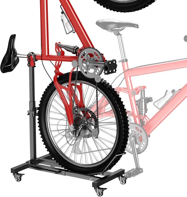 Bike Floor Stand | Indoor Rack (Garage/Home Use) | Height-Adjustable Parking Stand | Heavy-Duty Metal Construction (With Wheels & Adjustable Height)