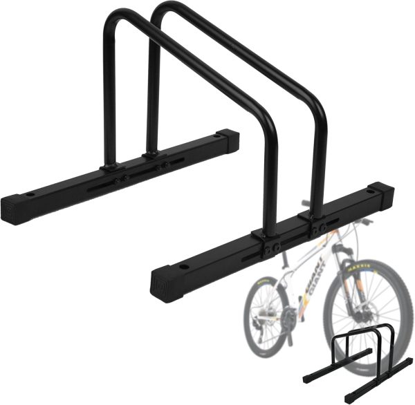 Adjustable Bike Stand | Floor-Mounted | Indoor/Outdoor Use | Fits 20"-29" MTB & Road Bikes | Compact Storage Design