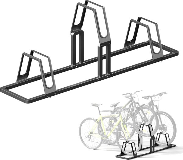Heavy-Duty 3-Bike Storage Rack — Tiered Parking Design; 6kg Floor-Standing Rack; Suitable for Indoor & Outdoor Use; Compatible with Mountain & Road Bikes